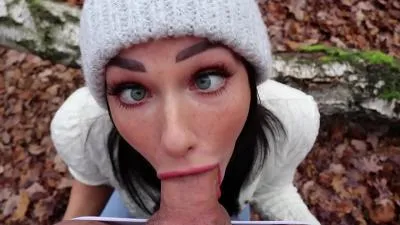 Freckled teen sucks swallows in the woods by shaiden rogue video porn